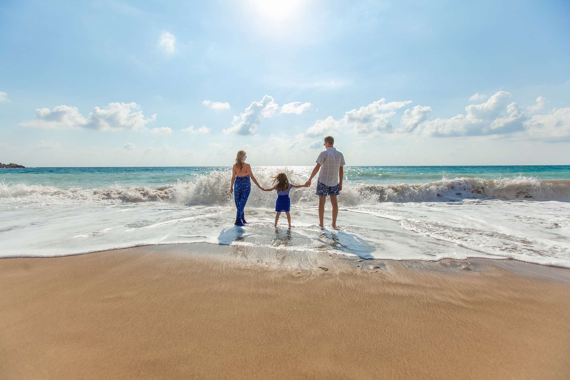 Family beach time in Africa